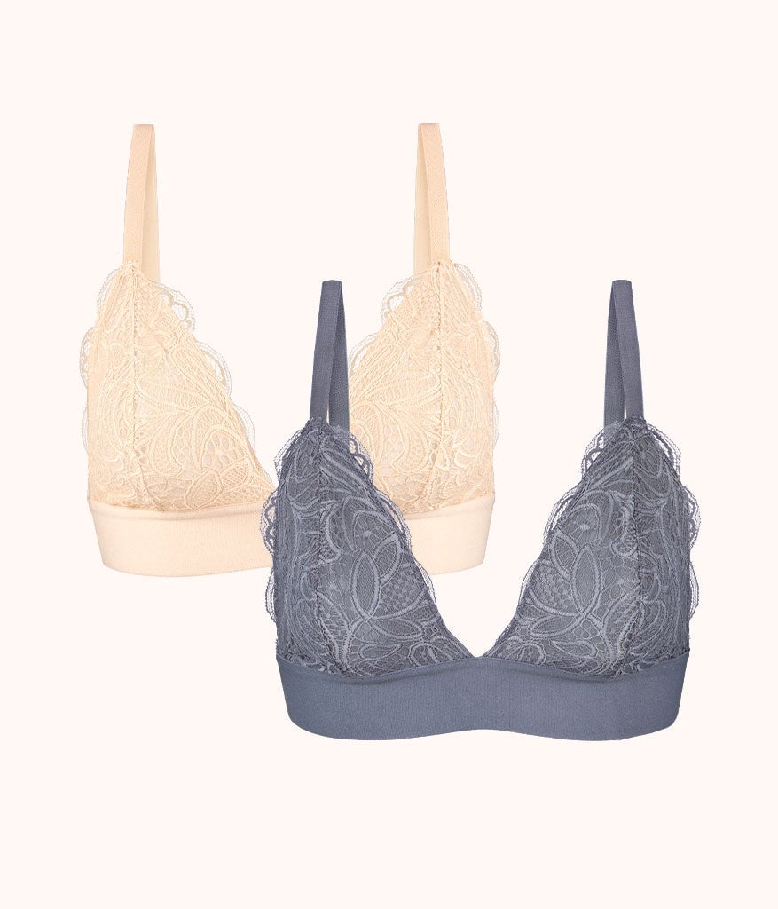 The Long-Lined Lace Bralette Bundle: Toasted Almond/Smoke