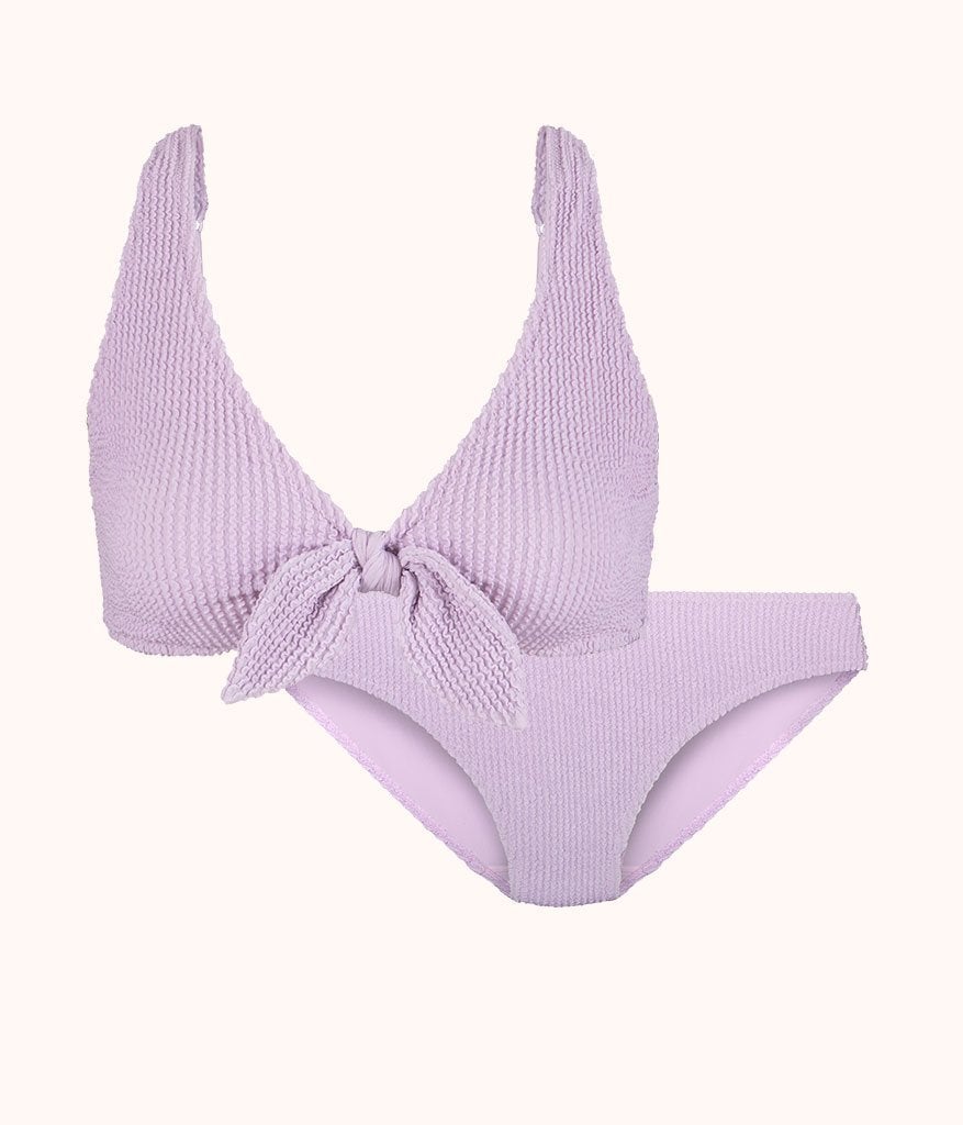 The Ruched Plunge Bralette & Bikini Swim Bundle: Lilac