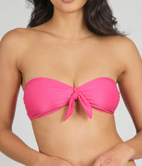 The Ribbed Bandeau & High Waist Swim Bundle: Magenta