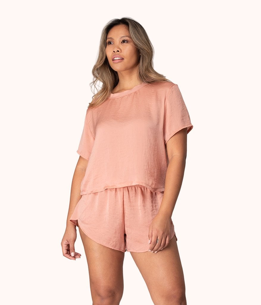 The Washable Matte Satin Tee: Shell Pink
