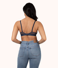 The Crochet Lace Deep V No-Wire Push-Up: Navy