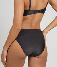 The Swim Ribbed High Waist Bikini Bottom: Jet Black