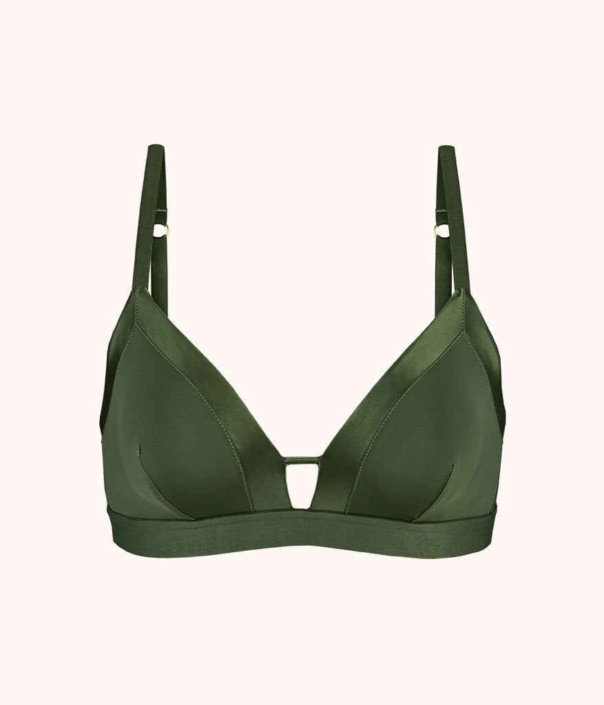 The Luxe Trim Bralette: Rich Olive