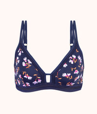 The Mesh Trim Bralette: Navy Daisy