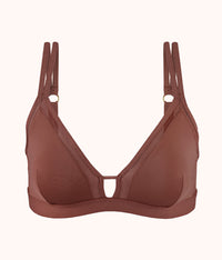 The Mesh Trim Padded Bralette: Umber