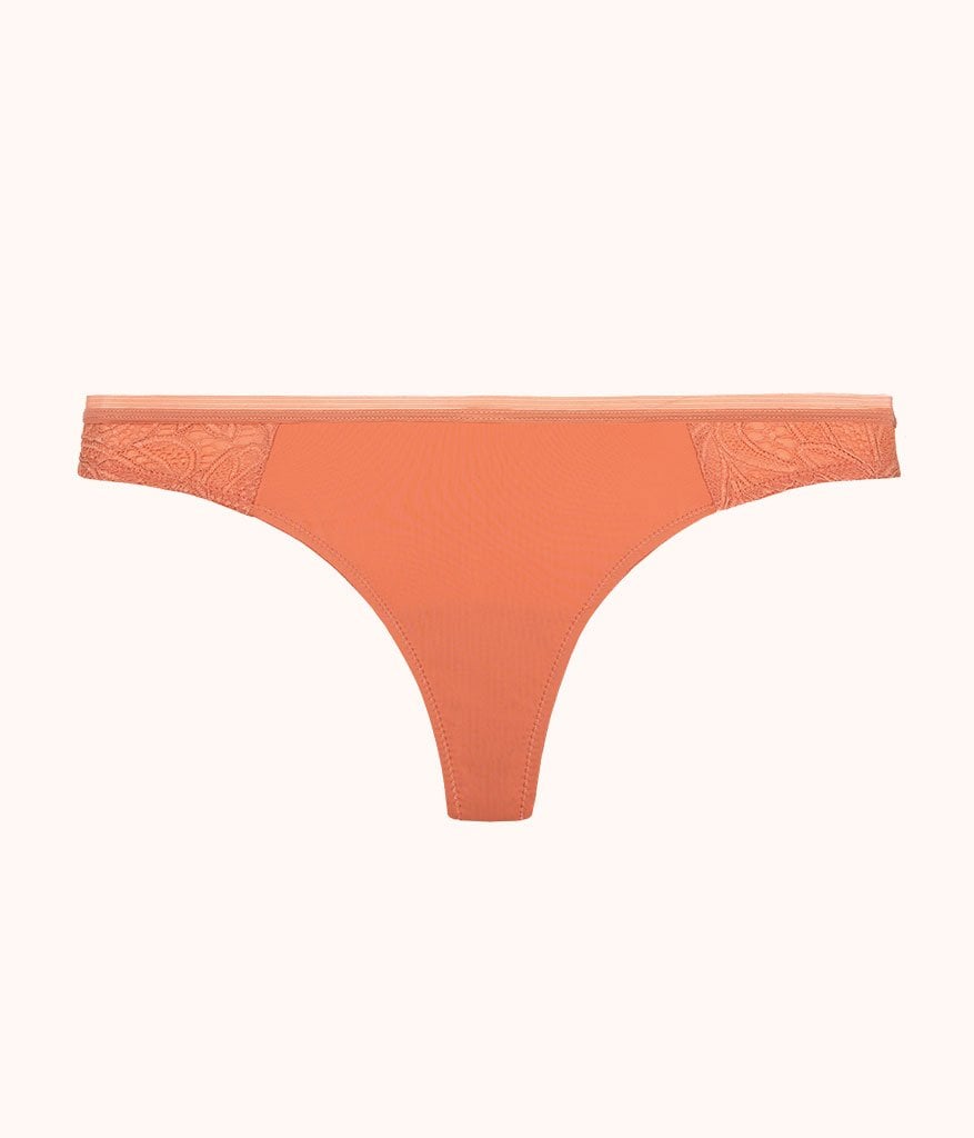 The Palm Lace Thong: Terracotta