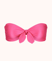 The Swim Ribbed Tie-Front Bandeau: Magenta