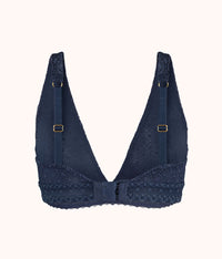 The Crochet Lace Plunge Bralette: Navy