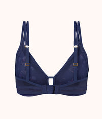 The Mesh Trim Bralette: Navy Daisy