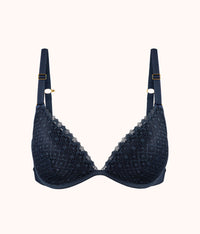 The Crochet Lace Deep V No-Wire Push-Up: Navy