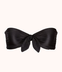 The Swim Ribbed Tie-Front Bandeau: Jet Black
