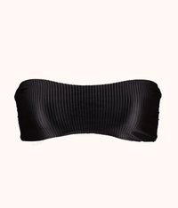 The Swim Ribbed Tie-Front Bandeau: Jet Black