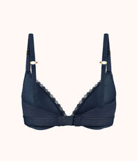 The Crochet Lace Deep V No-Wire Push-Up: Navy