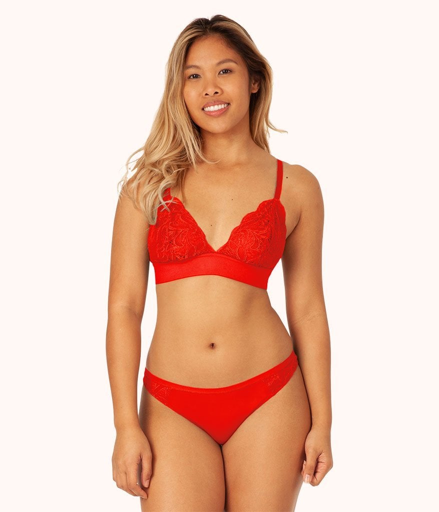 The Palm Lace Thong: Tomato Red
