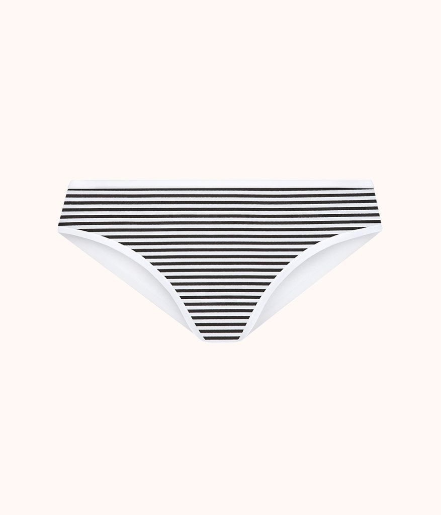 The Cotton Bikini: Black/White Mini Stripe